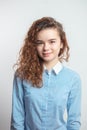 Close up portrait of beautiful cheerful redhead teenager