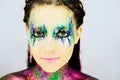 Close up portrait of a beautiful girl with creative glitter make up Royalty Free Stock Photo