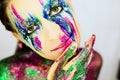 Close up portrait of a beautiful girl with creative glitter make up Royalty Free Stock Photo