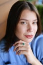 Close up portrait of beautiful girl with everyday makeup.