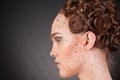 Close up portrait of beautiful girl with face art Royalty Free Stock Photo