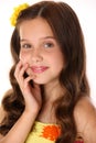 Close-up portrait of a beautiful happy young teenage girl with chic long hair Royalty Free Stock Photo