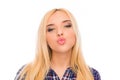 Close up portrait of beautiful pretty young woman pouting Royalty Free Stock Photo