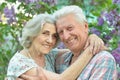 Close up portrait of beautiful senior couple hugging Royalty Free Stock Photo