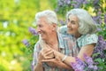 Close-up portrait of beautiful senior couple hugging Royalty Free Stock Photo