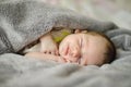 Close-up portrait of a beautiful sleeping baby. Royalty Free Stock Photo
