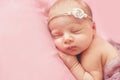 Close-up portrait of a beautiful sleeping baby. Royalty Free Stock Photo