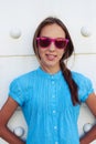 Close-up portrait of beautiful teenage girl in sunglasses agains Royalty Free Stock Photo