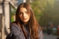 Close up portrait of a beautiful teenage girl in Tbilisi. Capital of Georgia Royalty Free Stock Photo