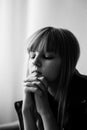 Close-up portrait of a beautiful thoughtful  teenage girl Royalty Free Stock Photo