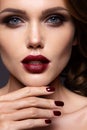 Close-up portrait of beautiful woman with bright make-up Royalty Free Stock Photo