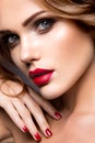 Close-up portrait of beautiful woman with bright make-up Royalty Free Stock Photo