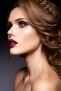 Close-up portrait of beautiful woman with bright make-up Royalty Free Stock Photo