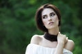 Close-up portrait of a beautiful young caucasian woman with clean skin, long hair and casual makeup Royalty Free Stock Photo