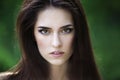 Close-up portrait of a beautiful young caucasian woman with clean skin, long hair and casual makeup Royalty Free Stock Photo