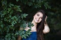 Close-up portrait of a beautiful young caucasian woman with clean skin, long hair and casual makeup Royalty Free Stock Photo