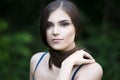 Close-up portrait of a beautiful young caucasian woman with clean skin, long hair and casual makeup Royalty Free Stock Photo