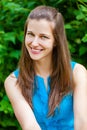 Close up portrait of beautiful young happy brunette woman Royalty Free Stock Photo