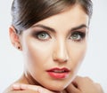 Close up portrait of beautiful young woman face. Royalty Free Stock Photo