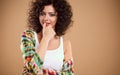 Close-up portrait of beautiful young woman with gorgeous hair style and makeup Royalty Free Stock Photo