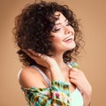 Close-up portrait of beautiful young woman with gorgeous hair style and makeup Royalty Free Stock Photo