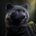 Close up portrait of a black wolf (Canis lupus) Generative AI Royalty Free Stock Photo