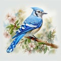 Blue bird watercolor Royalty Free Stock Photo