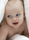 Close up portrait of blue-eyed little kid