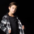 Close up portrait of boy wearing casual clothes Royalty Free Stock Photo