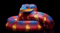 Close-up portrait of a bright snake. Reptile