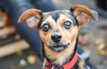 Close-Up Portrait of a Brown and Black Dog With Perky Ears Outdoors