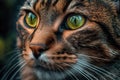 Close up portrait of brown tabby cat. AI generated Royalty Free Stock Photo