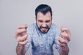 Close up portrait of brunet bearded entrepreneur in smart casual Royalty Free Stock Photo