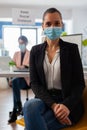 Close up portrait of business employee in working space