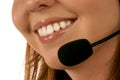 Close up portrait of call center operator