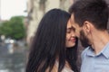 Close up portrait of caucasian young loving couple.Love, people, happiness and lifestyle concept Royalty Free Stock Photo