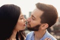 Close up portrait of caucasian young loving couple.Love, people, happiness and lifestyle concept Royalty Free Stock Photo