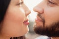 Close up portrait of caucasian young loving couple.Love, people, happiness and lifestyle concept Royalty Free Stock Photo