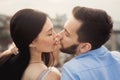 Close up portrait of caucasian young loving couple.Love, people, happiness and lifestyle concept Royalty Free Stock Photo