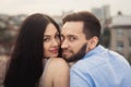 Close up portrait of caucasian young loving couple.Love, people, happiness and lifestyle concept Royalty Free Stock Photo