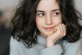 Close-up portrait of a charming European girl of 8 years old.