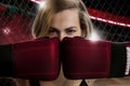 Close up portrait of charming girl mma fighter Royalty Free Stock Photo