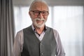 Close up portrait of cheerful senior man with glasses smiling and looking at camera Royalty Free Stock Photo