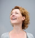 Close up portrait of a cheerful woman laughing