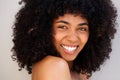Close up cheerful young african american woman with curly hair Royalty Free Stock Photo