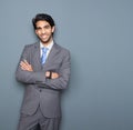 Close up portrait of a cheerful young businessman