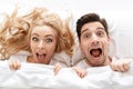 Close up portrait of a cheerful young couple screaming Royalty Free Stock Photo