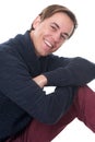 Close up portrait of a cheerful young man