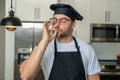 Close up portrait of chef cooker, baker. Male chefs with sign of perfect food. Chef cooking, showing sign for delicious Royalty Free Stock Photo