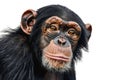 Close-up portrait of a chimpanzee on a white background Royalty Free Stock Photo